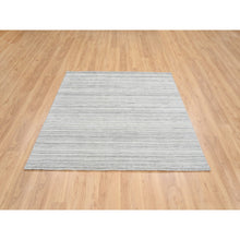 Load image into Gallery viewer, 6&#39;x6&#39; Platinum Gray and Cream, Modern Design Thick and Plush, Plain Hand Loomed Undyed Natural Wool, Square Oriental Rug FWR389916