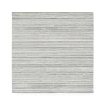 Load image into Gallery viewer, 6&#39;1&quot;x6&#39;1&quot; Platinum Gray and Cream, Undyed Natural Wool Modern Design, Thick and Plush Plain Hand Loomed, Square Oriental Rug FWR390072