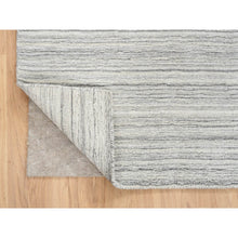 Load image into Gallery viewer, 6&#39;1&quot;x6&#39;1&quot; Platinum Gray and Cream, Undyed Natural Wool Modern Design, Thick and Plush Plain Hand Loomed, Square Oriental Rug FWR390072