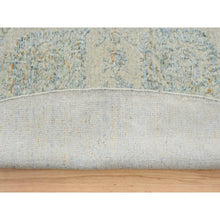 Load image into Gallery viewer, 12&#39;x12&#39; Gray with Touches of Blue, Tabriz Design, Jacquard Hand Loomed Wool and Plant Based Silk, Round Oriental Rug FWR390192