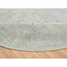 Load image into Gallery viewer, 12&#39;x12&#39; Gray with Touches of Blue, Tabriz Design, Jacquard Hand Loomed Wool and Plant Based Silk, Round Oriental Rug FWR390192