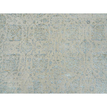 Load image into Gallery viewer, 12&#39;x12&#39; Gray with Touches of Blue, Tabriz Design, Jacquard Hand Loomed Wool and Plant Based Silk, Round Oriental Rug FWR390192