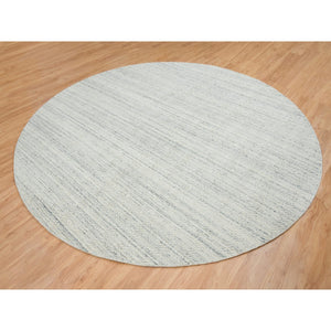 11'9"x11'9" Beige, Organic Wool Variegated Textured Modern Design, Hand Loomed, Round Oriental Rug FWR390228