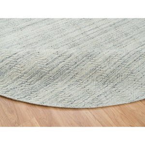 11'9"x11'9" Beige, Organic Wool Variegated Textured Modern Design, Hand Loomed, Round Oriental Rug FWR390228