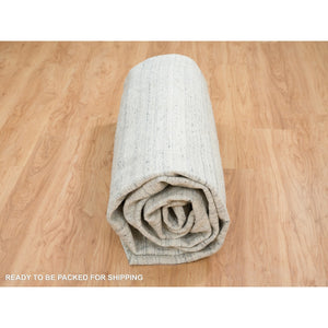 11'9"x11'9" Beige, Organic Wool Variegated Textured Modern Design, Hand Loomed, Round Oriental Rug FWR390228