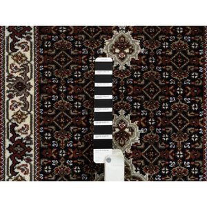 2'x8'1" Rich Black, Tabriz Mahi with Fish Medallion Design, Pure Wool, 175 KPSI, Hand Knotted, Runner Oriental Rug FWR390402