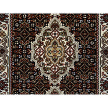 Load image into Gallery viewer, 2&#39;x8&#39;1&quot; Rich Black, Tabriz Mahi with Fish Medallion Design, Pure Wool, 175 KPSI, Hand Knotted, Runner Oriental Rug FWR390402