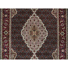 Load image into Gallery viewer, 4&#39;x6&#39;1&quot; Rich Black, Tabriz Mahi with Fish Medallion Design, 175 KPSI, Hand Knotted, 100% Wool, Oriental Rug FWR390594