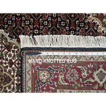 Load image into Gallery viewer, 4&#39;1&quot;x6&#39; Rich Black, Tabriz Mahi with Fish Medallion Design, 175 KPSI, Hand Knotted, 100% Wool, Oriental Rug FWR390606