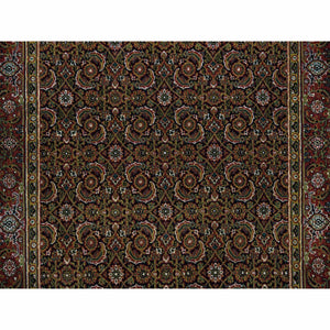 4'x6'2" Navy Blue, Herati with All Over Design, Wool Hand Knotted, 250 KPSI Dense Weave, Oriental Rug FWR390732