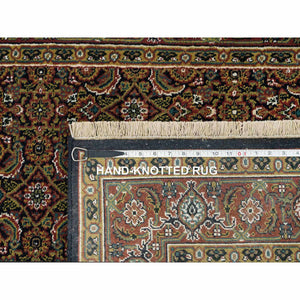 4'x6'2" Navy Blue, Herati with All Over Design, Wool Hand Knotted, 250 KPSI Dense Weave, Oriental Rug FWR390732