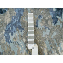 Load image into Gallery viewer, 2&#39;6&quot;x5&#39;9&quot; Gray and Blue, Hand Knotted Abstract Design, Hi-Low Pile Wool and Silk, Runner Oriental Rug FWR391218