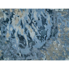 Load image into Gallery viewer, 2&#39;6&quot;x5&#39;9&quot; Gray and Blue, Hand Knotted Abstract Design, Hi-Low Pile Wool and Silk, Runner Oriental Rug FWR391218