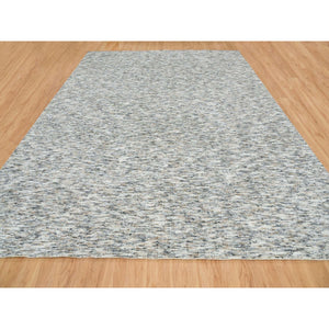 12'2"x15' Earth Tone Colors, Modern Striae Design, Soft to the Touch, Pure Wool, Hand Loomed, Oversized Oriental Rug FWR391416