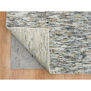 12'2"x15' Earth Tone Colors, Modern Striae Design, Soft to the Touch, Pure Wool, Hand Loomed, Oversized Oriental Rug FWR391416