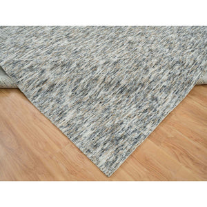 12'2"x15' Earth Tone Colors, Modern Striae Design, Soft to the Touch, Pure Wool, Hand Loomed, Oversized Oriental Rug FWR391416