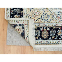 Load image into Gallery viewer, 5&#39;10&quot;x9&#39;1&quot; Ivory, Natural Wool Hand Knotted, Nain with Center Medallion Flower Design, 250 KPSI Densely Woven, Oriental Rug FWR391728