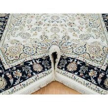 Load image into Gallery viewer, 5&#39;10&quot;x9&#39;1&quot; Ivory, Natural Wool Hand Knotted, Nain with Center Medallion Flower Design, 250 KPSI Densely Woven, Oriental Rug FWR391728