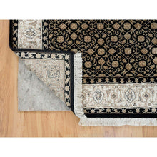 Load image into Gallery viewer, 4&#39;x6&#39; Eerie Black, Herati with All Over Fish Mahi Design, 250 KPSI Super Fine Weave, Extra Soft Wool Hand Knotted, Oriental Rug FWR392358