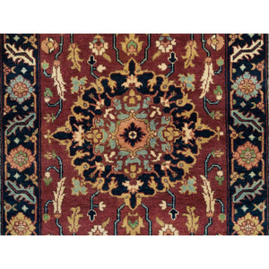 2'7"x12' Rust Red, Hand Knotted Antiqued Sarouk Re-Creation, Natural Dyes Densely Woven, 100% Wool, Runner Oriental Rug FWR392838