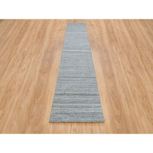 Load image into Gallery viewer, 2&#39;7&quot;x14&#39; Arsenic Gray, 100% Wool, Hand Loomed, Modern Striae Design, Tone on tone, Soft Pile, Runner Oriental Rug FWR393336