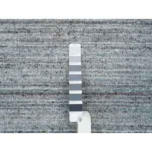 12'x12' Arsenic Gray, Hand Loomed, Modern Striae Design, Soft and Vibrant Pile, Tone on Tone, Pure Wool, Square Oriental Rug FWR393348