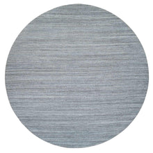 Load image into Gallery viewer, 11&#39;10&quot;x11&#39;10&quot; Arsenic Gray, Thick and Plush Plain Hand Loomed, Modern Striae Design, Organic Wool Soft Pile, Round Oriental Rug FWR393354