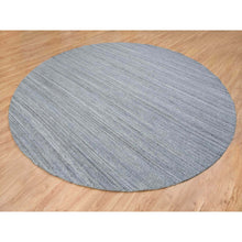 Load image into Gallery viewer, 11&#39;10&quot;x11&#39;10&quot; Arsenic Gray, Thick and Plush Plain Hand Loomed, Modern Striae Design, Organic Wool Soft Pile, Round Oriental Rug FWR393354