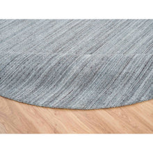 Load image into Gallery viewer, 11&#39;10&quot;x11&#39;10&quot; Arsenic Gray, Thick and Plush Plain Hand Loomed, Modern Striae Design, Organic Wool Soft Pile, Round Oriental Rug FWR393354