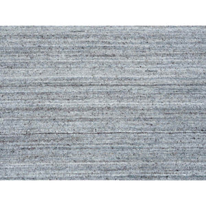 11'10"x11'10" Arsenic Gray, Thick and Plush Plain Hand Loomed, Modern Striae Design, Organic Wool Soft Pile, Round Oriental Rug FWR393354