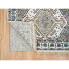 Load image into Gallery viewer, 3&#39;x5&#39; Ivory, Unique Flower Rosettes Border, Shiraz Reimagined Design, Soft and Vibrant Pile, 100% Wool, Hand Knotted, Sustainable Oriental Rug FWR393480