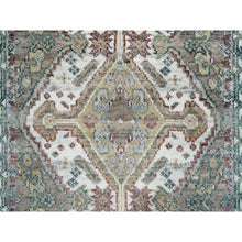 Load image into Gallery viewer, 3&#39;x5&#39; Ivory, Unique Flower Rosettes Border, Shiraz Reimagined Design, Soft and Vibrant Pile, 100% Wool, Hand Knotted, Sustainable Oriental Rug FWR393480