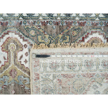 Load image into Gallery viewer, 3&#39;x5&#39; Ivory, Unique Flower Rosettes Border, Shiraz Reimagined Design, Soft and Vibrant Pile, 100% Wool, Hand Knotted, Sustainable Oriental Rug FWR393480