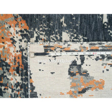 Load image into Gallery viewer, 9&#39;3&quot;x11&#39;9&quot; Black and Orange, Soft and Luxurious, Abstract with Curvilinear Motif, All Wool, Tone on Tone, Hand Knotted , Dense Weave, Modern Rug FWR393744