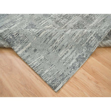 Load image into Gallery viewer, 6&#39;1&quot;x9&#39;2&quot; Dark Grey, Hand Knotted, Modern Design, Hand Spun Undyed Natural Wool, Oriental Rug FWR393858