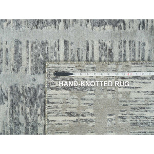 6'1"x9'2" Dark Grey, Hand Knotted, Modern Design, Hand Spun Undyed Natural Wool, Oriental Rug FWR393858