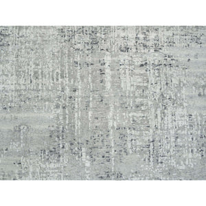 8'1"x8'1" Light Gray, Hand Spun Undyed Natural Wool, Modern Design, Hand Knotted, Round Oriental Rug FWR393882