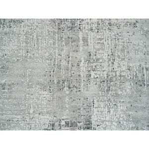 6'1"x6'1" Light Gray, Hand Knotted, Hand Spun Undyed Natural Wool, Soft pile, Modern Design, Round Oriental Rug FWR393918