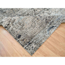 Load image into Gallery viewer, 11&#39;9&quot;x12&#39;3&quot; Gray, Transitional Persian Influence Erased Medallion Design, Silk with Textured Wool, Hand Knotted, Square Oriental Rug FWR394134