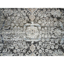 Load image into Gallery viewer, 11&#39;9&quot;x12&#39;3&quot; Gray, Transitional Persian Influence Erased Medallion Design, Silk with Textured Wool, Hand Knotted, Square Oriental Rug FWR394134