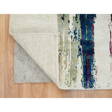 Load image into Gallery viewer, 5&#39;10&quot;x9&#39;1&quot; Colorful, Wool and Sari Silk, Modern Design Abstract Motifs with Painter&#39;s Brush Strokes, Hand Knotted Oriental Rug FWR394146