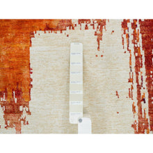 Load image into Gallery viewer, 5&#39;10&quot;x9&#39;1&quot; Colorful, Wool and Sari Silk, Modern Design Abstract Motifs with Painter&#39;s Brush Strokes, Hand Knotted Oriental Rug FWR394146