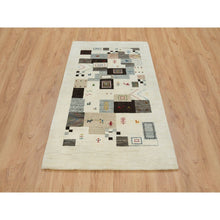 Load image into Gallery viewer, 4&#39;x6&#39;1&quot; Eggshell White, 100 % Wool, Lori Buft Gabbeh with Small Animal and Human Figurines, Thick and Plush, Hand Knotted, Oriental Rug FWR394560