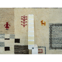 Load image into Gallery viewer, 4&#39;x6&#39;1&quot; Eggshell White, 100 % Wool, Lori Buft Gabbeh with Small Animal and Human Figurines, Thick and Plush, Hand Knotted, Oriental Rug FWR394560