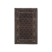 Load image into Gallery viewer, 3&#39;x5&#39;2&quot; Eerie Black, Hand Knotted, 175 KPSI, Tabriz Mahi with All Over Fish Design, 100% Wool, Oriental Rug FWR394848