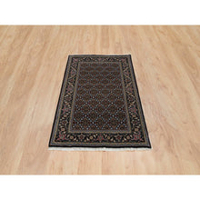 Load image into Gallery viewer, 3&#39;x5&#39;2&quot; Eerie Black, Hand Knotted, 175 KPSI, Tabriz Mahi with All Over Fish Design, 100% Wool, Oriental Rug FWR394848