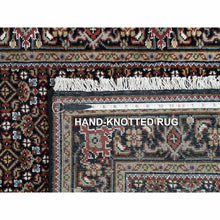 Load image into Gallery viewer, 3&#39;x5&#39;2&quot; Eerie Black, Hand Knotted, 175 KPSI, Tabriz Mahi with All Over Fish Design, 100% Wool, Oriental Rug FWR394848