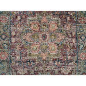 2'x3'1" English Red, Vegetable Dyes, Hand Knotted, 100% Wool, Heriz Revival, Plush and Lush Pile, Mat Oriental Rug FWR395124