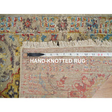 Load image into Gallery viewer, 2&#39;x3&#39; Khaki, Hand Knotted, The Sunset Rosettes with Soft Colors, Wool and Pure Silk, Mat Oriental Rug FWR395310