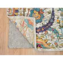 Load image into Gallery viewer, 5&#39;3&quot;x7&#39;2&quot; Tan Color, Sickle Leaf Design, Silk with Textured Wool, Hand Knotted, Oriental Rug FWR395466